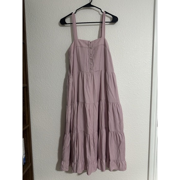 entro Dresses & Skirts - Tiered Midi Babydoll Dress Lilac Purple S Entro Lavender Prairie Cottagecore
